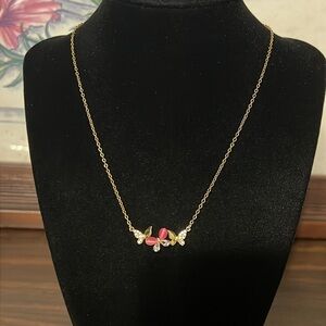 Gold plated stainless steel three butterfly necklace